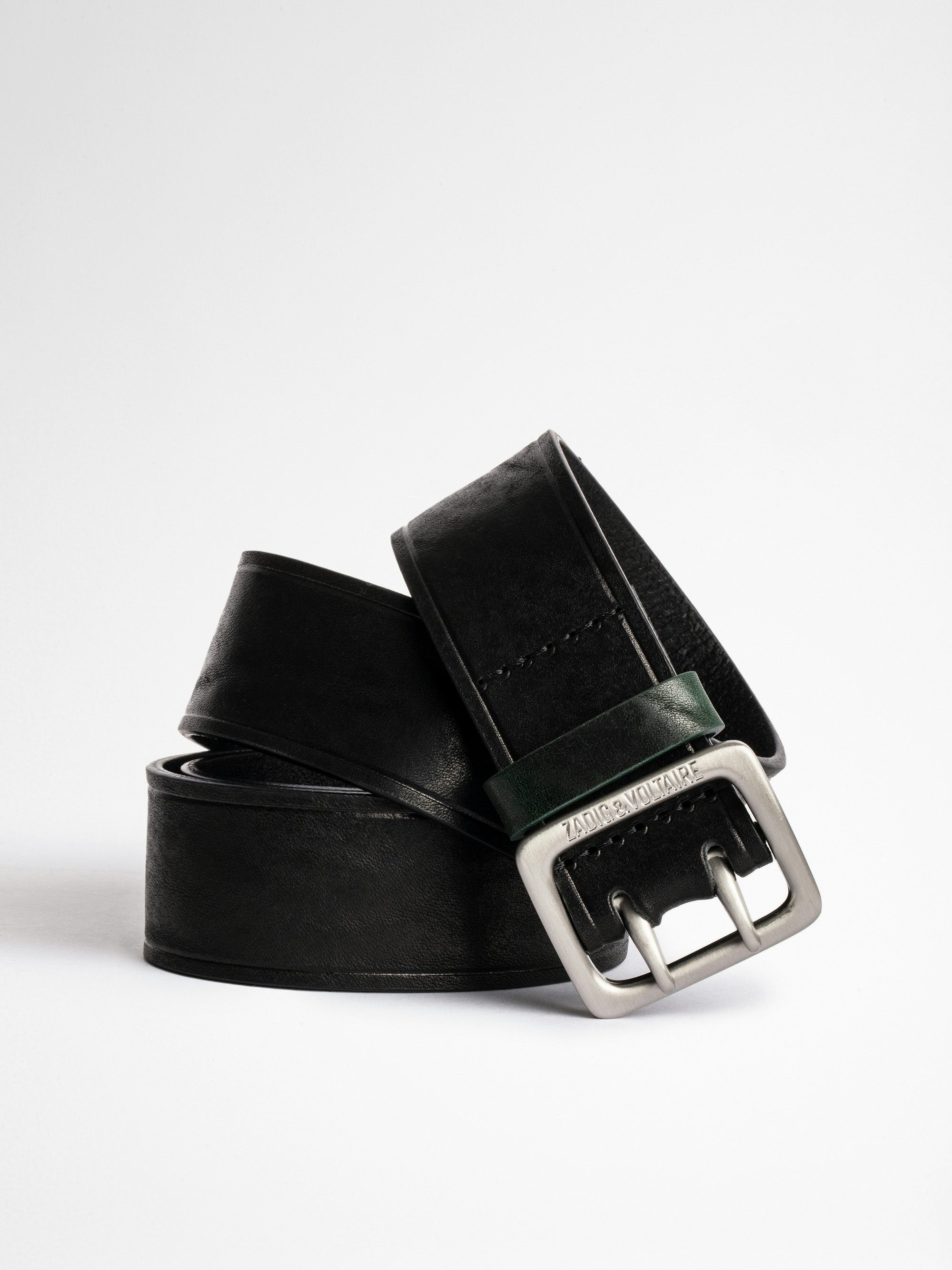 Buckley Belt - Leather belt with silver buckle.